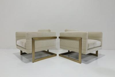 Milo Baughman Milo Baughman T Back Chairs in Holly Hunt Great Plains Velvet