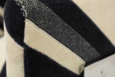 Milo Baughman Milo Baughman T Back Lounge Chairs in Kelly Wearstler Sereno Stripe Velvet