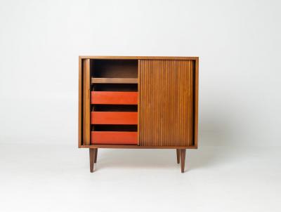 Milo Baughman Milo Baughman Tambour Door Credenza in Walnut