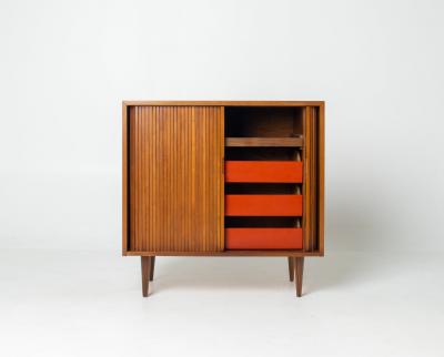 Milo Baughman Milo Baughman Tambour Door Credenza in Walnut