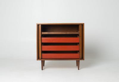 Milo Baughman Milo Baughman Tambour Door Credenza in Walnut