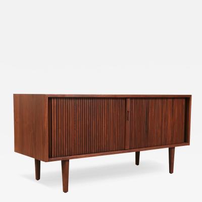 Milo Baughman Milo Baughman Tambour Door Low Credenza with Record Holder