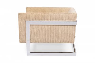 Milo Baughman Milo Baughman Thayer Coggin Beige Upholstery Chrome Floating Cube Armchairs