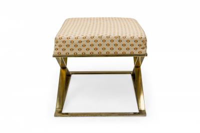 Milo Baughman Milo Baughman Thayer Coggin Brass And Beige Patterned Upholstery X Bench