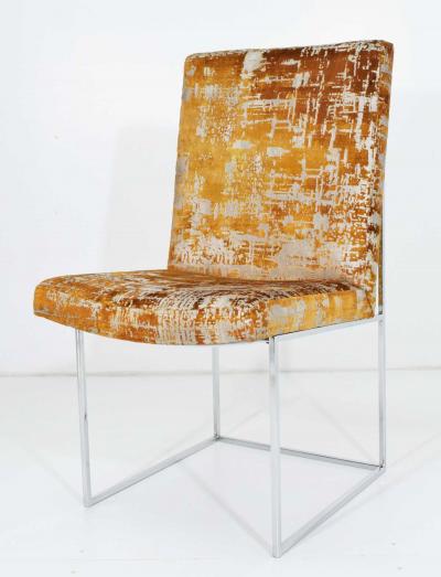 Milo Baughman Milo Baughman Thin Frame Chrome Dining Chair in Gold Metallic by Pairs up to 12