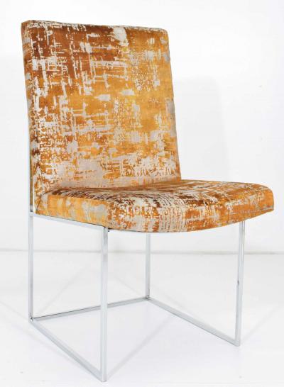 Milo Baughman Milo Baughman Thin Frame Chrome Dining Chair in Gold Metallic by Pairs up to 12
