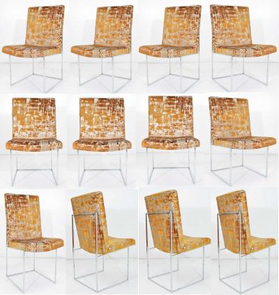 Milo Baughman Milo Baughman Thin Frame Chrome Dining Chair in Gold Metallic by Pairs up to 12