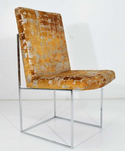 Milo Baughman Milo Baughman Thin Frame Chrome Dining Chair in Gold Metallic by Pairs up to 12