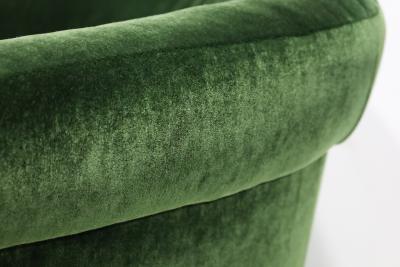 Milo Baughman Milo Baughman Tilt Swivel Lounge Chairs in Plush Green Mohair 1970s