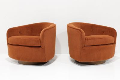 Milo Baughman Milo Baughman Tilt Swivels in Alpaca Velvet