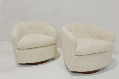 Milo Baughman Milo Baughman Tilt Swivels in Holly Hunt Teddy