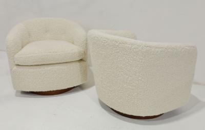 Milo Baughman Milo Baughman Tilt Swivels in Holly Hunt Teddy