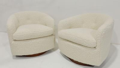 Milo Baughman Milo Baughman Tilt Swivels in Holly Hunt Teddy