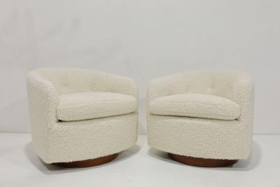 Milo Baughman Milo Baughman Tilt Swivels in Holly Hunt Teddy