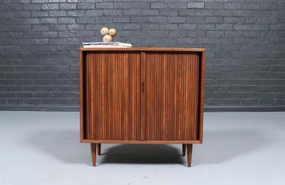 Milo Baughman Milo Baughman Walnut Tambour Door Cabinet for Glenn of CA