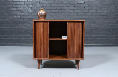 Milo Baughman Milo Baughman Walnut Tambour Door Cabinet for Glenn of CA