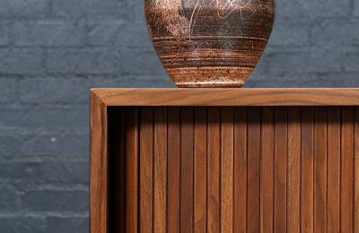 Milo Baughman Milo Baughman Walnut Tambour Door Cabinet for Glenn of CA