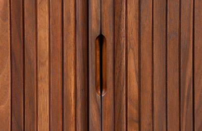 Milo Baughman Milo Baughman Walnut Tambour Door Cabinet for Glenn of CA