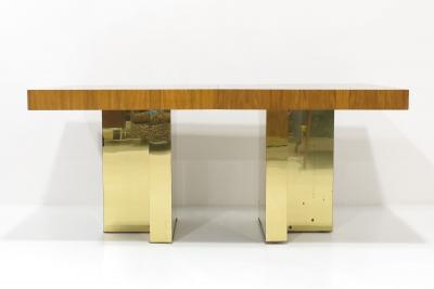Milo Baughman Milo Baughman Walnut and Brass Base Dining Table