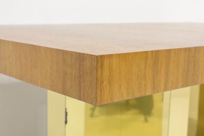 Milo Baughman Milo Baughman Walnut and Brass Base Dining Table