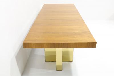 Milo Baughman Milo Baughman Walnut and Brass Base Dining Table