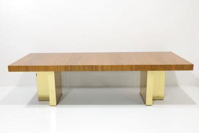 Milo Baughman Milo Baughman Walnut and Brass Base Dining Table