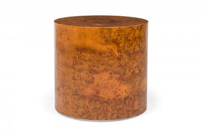 Milo Baughman Milo Baughman for Directional American Mid Century Ash Burl Drum Form End Side