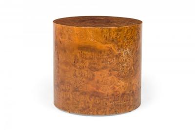 Milo Baughman Milo Baughman for Directional American Mid Century Ash Burl Drum Form End Side