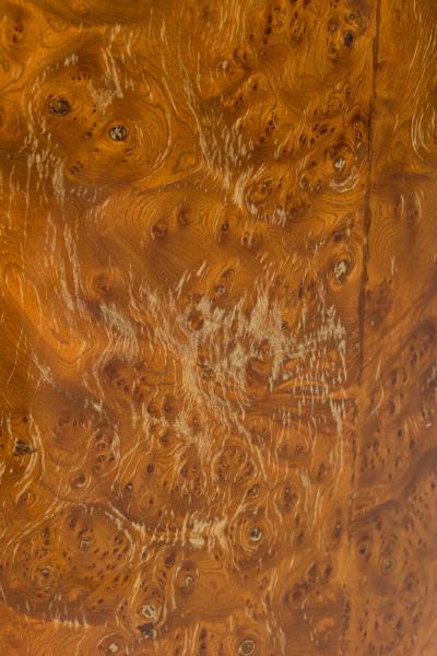 Milo Baughman Milo Baughman for Directional American Mid Century Ash Burl Drum Form End Side