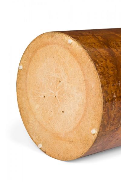 Milo Baughman Milo Baughman for Directional American Mid Century Ash Burl Drum Form End Side