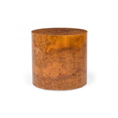 Milo Baughman Milo Baughman for Directional American Mid Century Ash Burl Drum Form End Side