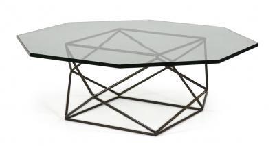 Milo Baughman Milo Baughman for Directional Bronze and Glass Geometric Cocktail Table