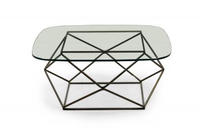 Milo Baughman Milo Baughman for Directional Mid Century Bronze and Glass Geometric Cocktail 
