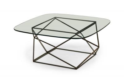 Milo Baughman Milo Baughman for Directional Mid Century Bronze and Glass Geometric Cocktail 