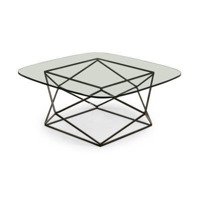 Milo Baughman Milo Baughman for Directional Mid Century Bronze and Glass Geometric Cocktail 