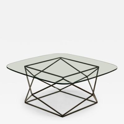 Milo Baughman Milo Baughman for Directional Mid Century Bronze and Glass Geometric Cocktail 