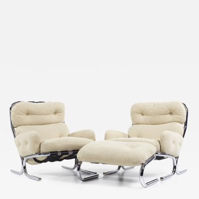 Milo Baughman Milo Baughman for Directional Mid Century Chrome Chair and Ottoman Set