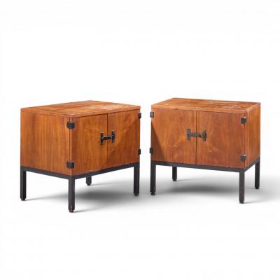 Milo Baughman Milo Baughman for Directional Mid Century Walnut Nightstands Pair