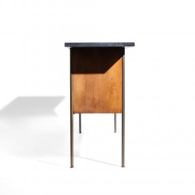 Milo Baughman Milo Baughman for Directional Walnut Slate and Brass Console Credenza