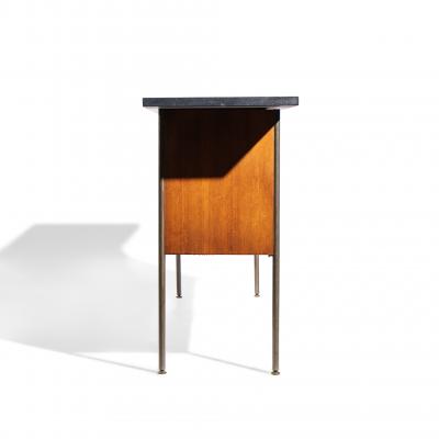Milo Baughman Milo Baughman for Directional Walnut Slate and Brass Console Credenza