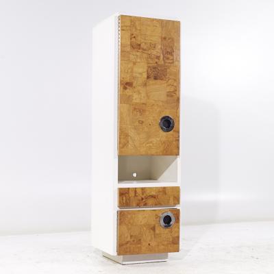 Milo Baughman Milo Baughman for Lane Mid Century White Lacquer and Burlwood Armories Pair