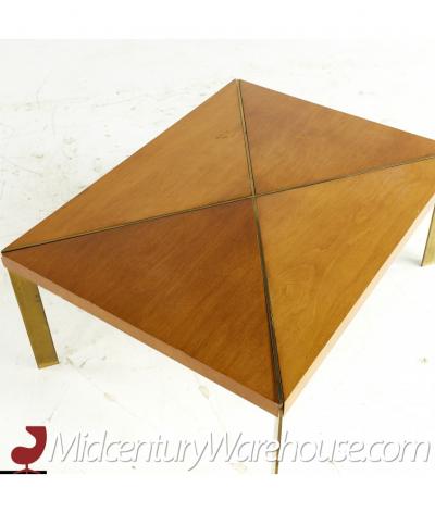 Milo Baughman Milo Baughman for Murray Mid Century Brass and Maple Coffee Table