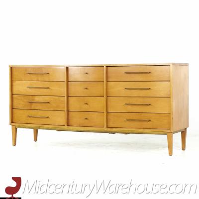 Milo Baughman Milo Baughman for Murray Mid Century Maple and Brass Lowboy Dresser