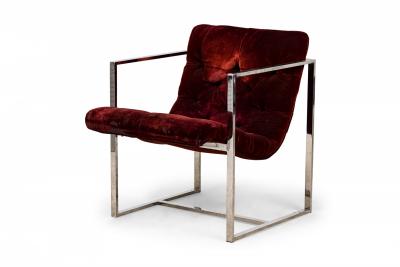 Milo Baughman Milo Baughman for Thayer Coggin American Dark Crimson Scoop Lounge Armchairs