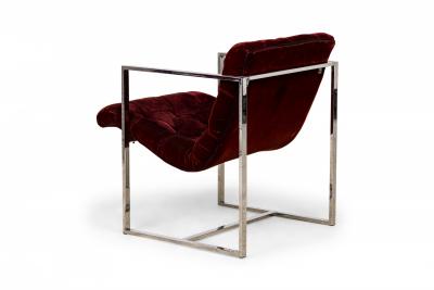 Milo Baughman Milo Baughman for Thayer Coggin American Dark Crimson Scoop Lounge Armchairs