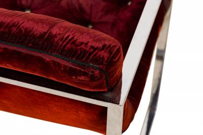 Milo Baughman Milo Baughman for Thayer Coggin American Dark Crimson Scoop Lounge Armchairs