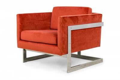 Milo Baughman Milo Baughman for Thayer Coggin American Orange Floating Cube Lounge Armchairs