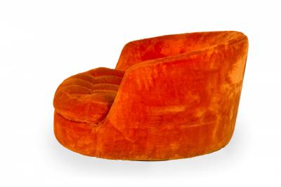 Milo Baughman Milo Baughman for Thayer Coggin American satellite Orange Fur Swivel Armchair