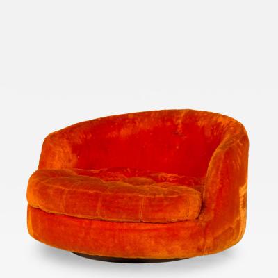 Milo Baughman Milo Baughman for Thayer Coggin American satellite Orange Fur Swivel Armchair