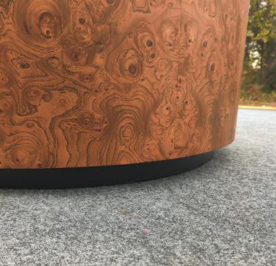 Milo Baughman Milo Baughman for Thayer Coggin Ash Burl Travertine Drum Coffee Table